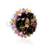 26.20ct Natural Bi Color Tourmaline, CEYLON Yellow Sapphire & CEYLON Pink Sapphire Ring