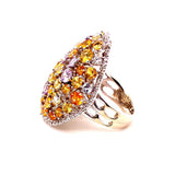 11.75ct Natural Mix Color Sapphire 14K White Gold Ring