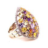 11.75ct Natural Mix Color Sapphire 14K White Gold Ring