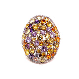 11.75ct Natural Mix Color Sapphire 14K White Gold Ring