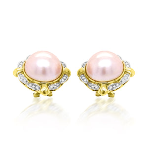 MABE PEARL 14K YELLOW GOLD EARRINGS