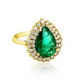 3.02CT NATURAL COLOMBIAN EMERALD 14K YELLOW GOLD RING