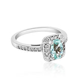 0.85ct Natural Copper Bearing Paraiba Type Tourmaline 14K White Gold Ring