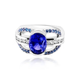 3.53ct No heat color change NATURAL CEYLON sapphire 18K White Gold Ring