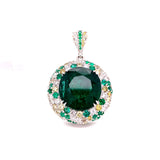 GIA 26ct Approx Round Emerald 18K White Gold Pendant