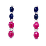 7.76ct Blue Sapphire & 13.36ct Ruby 14K White Gold Earrings