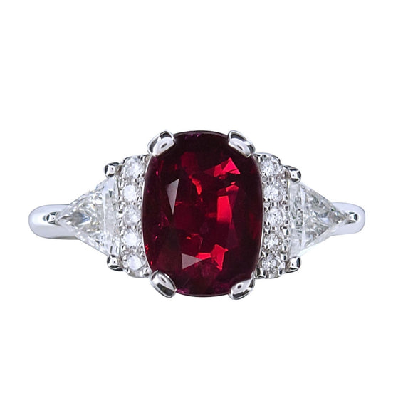 2.3ct Natural Ruby 18K White Gold Ring