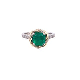 GIA Certified 1.38ct F1 Emerald 14K White / Yellow Gold Ring