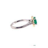 GIA Certified 1.38ct F1 Emerald 14K White / Yellow Gold Ring