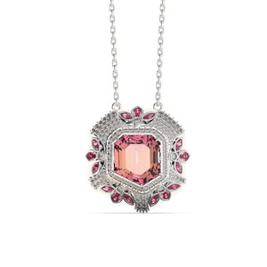 GIA Certified 12.57ct Orange Pink Tourmaline 18K White Gold Pendant