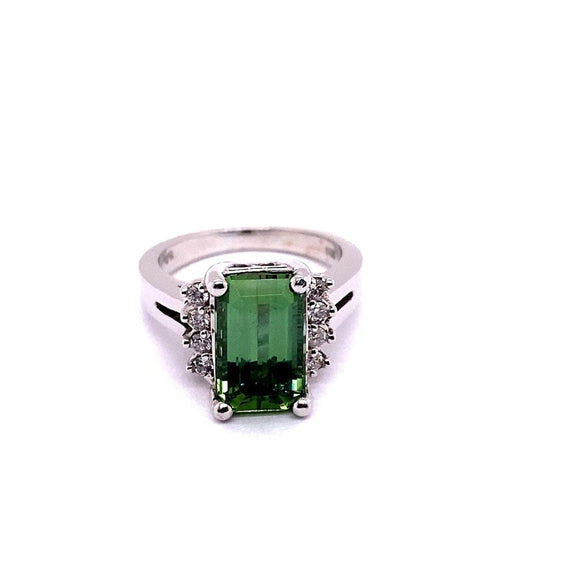 7ct Natural Copper Bearing Paraiba Tourmaline 14K White Gold Ring