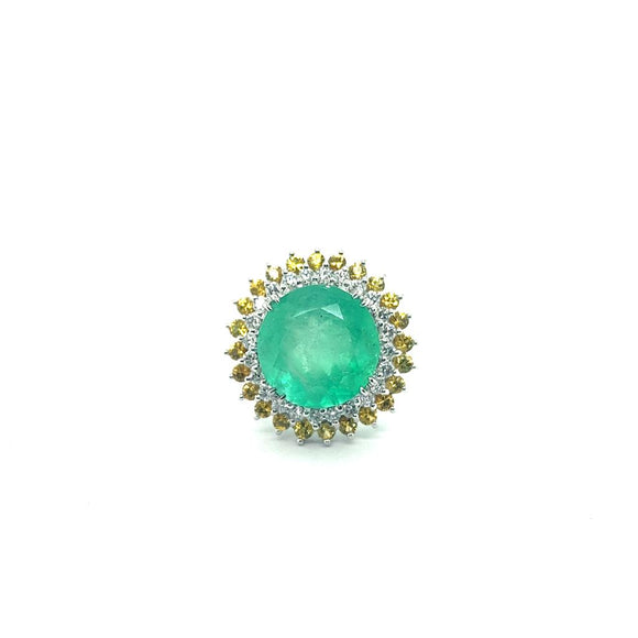 18k White Gold Ring 11.99gms / Colombian Emerald 11.51cts
