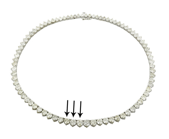 GIA Certified Fancy and White 39.88ct Diamond SI Clarity Tennis Necklace 18k White Gold Necklace
