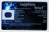 1.35ct Blue Sapphire Emerald Cut 7.10 x 5.09 x 3.79 AGL #GB 1081274 #BS-518