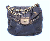 Zagliani Handmade Navy Blue Snakeskin Shoulder Bag