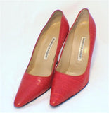 Manolo Blahnik Fire Engine Red Alligator Pumps