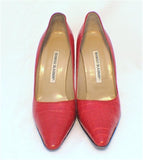 Manolo Blahnik Fire Engine Red Alligator Pumps