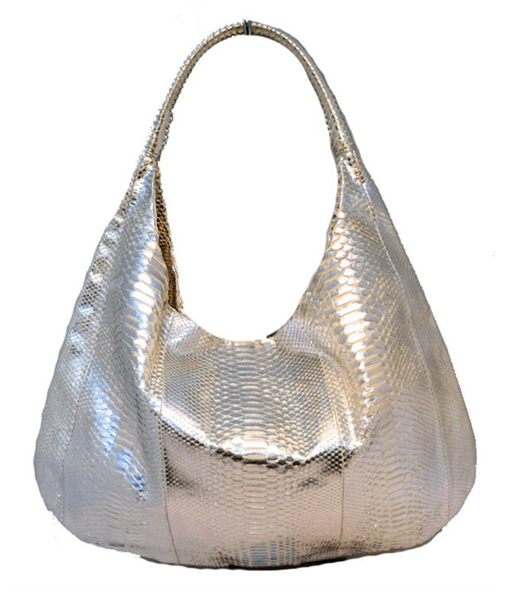 Devi Kroell Silver Snakeskin Xxl Hobo Shoulder Bag Dignity