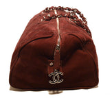 Chanel Maroon Suede Quilted Leather Duffel Tote Bag