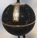 Judith Leiber Black Swarovski Crystal Ball Minaudiere Evening Bag