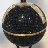 Judith Leiber Black Swarovski Crystal Ball Minaudiere Evening Bag