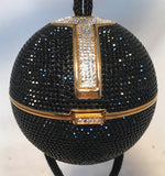 Judith Leiber Black Swarovski Crystal Ball Minaudiere Evening Bag