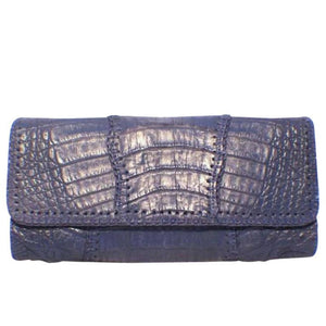 Carlos Falchi Blue Crocodile Patchwork Clutch