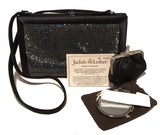 Judith Leiber Black Silk and Swarovski Crystal Evening Shoulder Bag