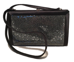 Judith Leiber Black Silk and Swarovski Crystal Evening Shoulder Bag