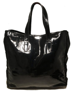 Yves Saint Laurent Black Patent Embossed Tote Bag