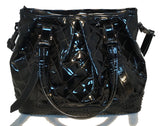 Burberry Quilted Black Patent Leather Shoulder Bag Tote