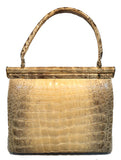 Vintage 1960s Natural Beige Crocodile Handbag