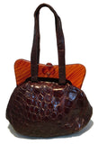 Vintage 1960s Brown Alligator Tortoiseshell Top Handbag