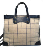 Piere Cardin Vintage Beige and Navy Plaid Tote