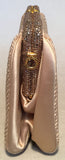 Judith Leiber Vintage Rouched Tan Silk and Swarovski Crystal Clutch