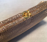 Judith Leiber Vintage Rouched Tan Silk and Swarovski Crystal Clutch