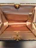 Judith Leiber Vintage Rouched Tan Silk and Swarovski Crystal Clutch