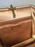 Judith Leiber Vintage Rouched Tan Silk and Swarovski Crystal Clutch