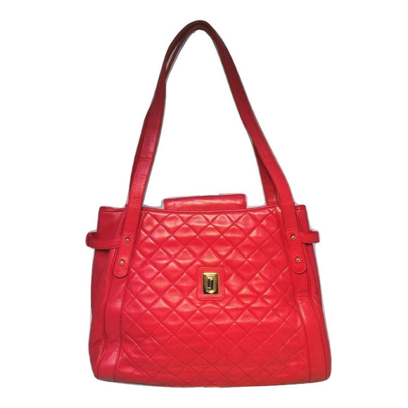 Judith Leiber Vintage Quilted Red Leather Shoulder Bag 