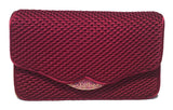 Judith Leiber Dark Red Satin Silk and Swarovski Crystal Evening Bag Clutch