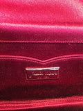 Judith Leiber Dark Red Satin Silk and Swarovski Crystal Evening Bag Clutch