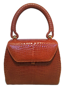 Maxima for Contessa Anna Vintage Tan Alligator Handbag