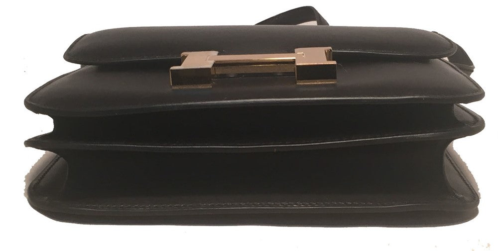 New Hermes 18cm Mini Black Box Calf Constance Shoulder Bag