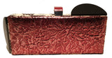 Tanya Hawkes Copper Leather Cow Print Snakeskin Metal Abstract Clutch