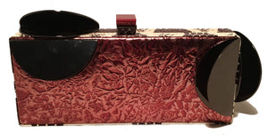 Tanya Hawkes Copper Leather Cow Print Snakeskin Metal Abstract Clutch