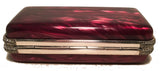 Judith Leiber Maroon Pearlized Box Clutch with Crystals