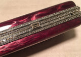 Judith Leiber Maroon Pearlized Box Clutch with Crystals