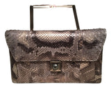 Judith Leiber Silver Grey Snakeskin Python Three way Handbag