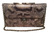 Judith Leiber Silver Grey Snakeskin Python Three way Handbag