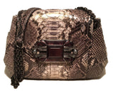 Judith Leiber Natural Grey Python Snakeskin Shoulder Bag